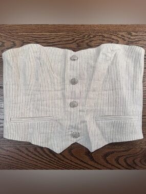 Pin Striped Taupe and White Corset